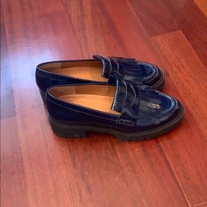 Franco Sarto Blue Patent Leather Loafers